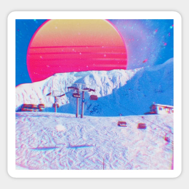 Aesthetic Ski Sticker by lofi_retrowave